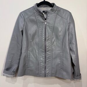 a.n.a Grey Leather Jacket
